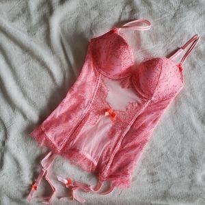 Victoria's Secret Pink Lace Corset Garter Slip